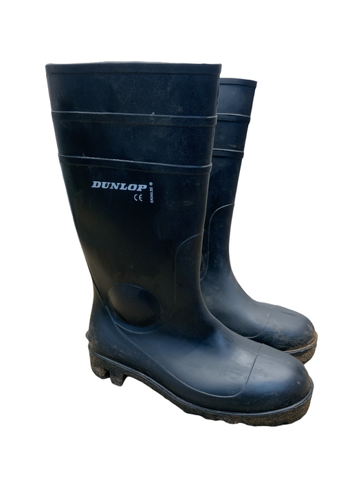 Black Dunlop Steel Toe Cap Wellington Boots Wellies Grade A
