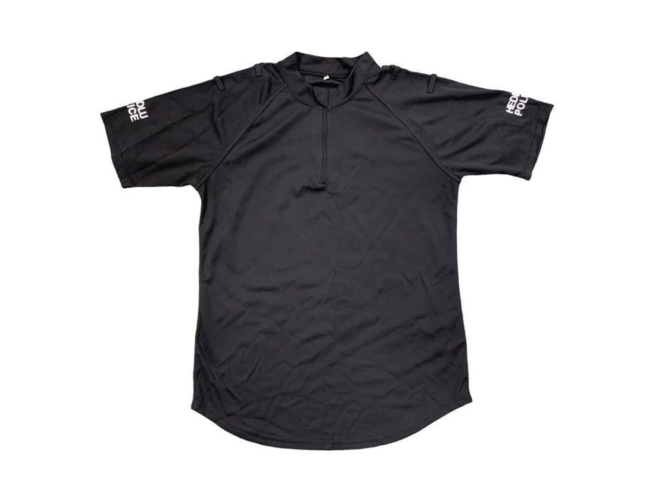 Male Black Heddlu Police Embroidered Breathable Short Sleeve Wicking Top