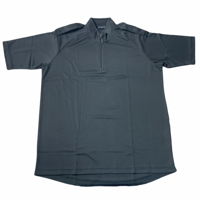Wicking Shirt With Epaulettes Black Short Sleeve Male Base Layer WKS01A