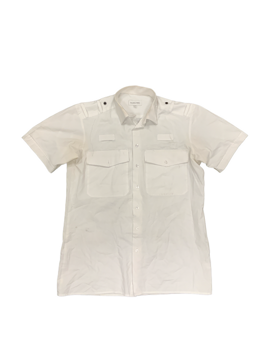 Double Two Mens White Short Sleeve Shirt With Epaulettes Loops MSW06B
