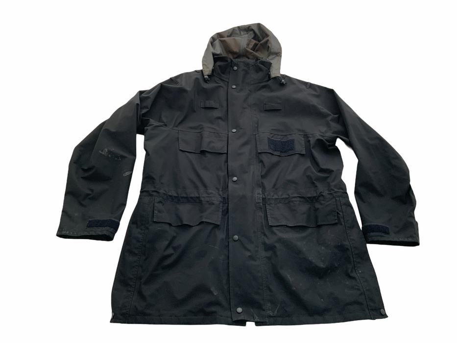 Black Goretex Waterproof 3/4 Length Rain Coat Security Dog Handler XL/T OJ44