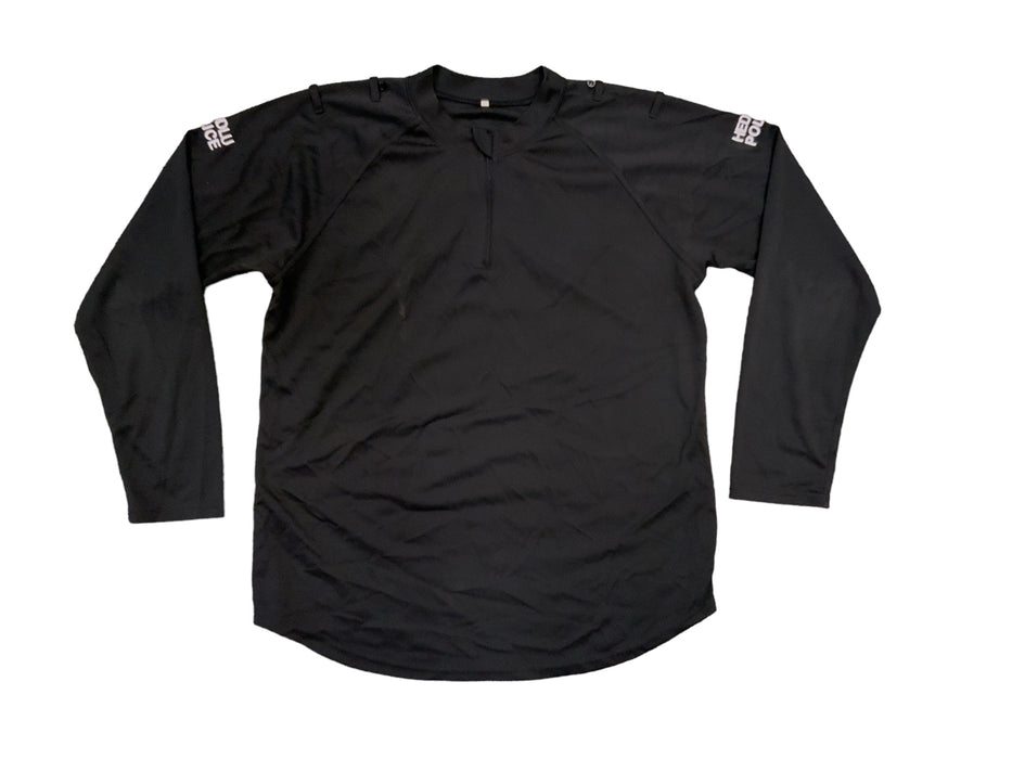 Male Black Heddlu Police Embroidered Breathable Long Sleeve Wicking Top