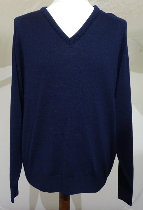 Navy Blue Gifford Fox Wool & Polyamide Pullover Jumper Security