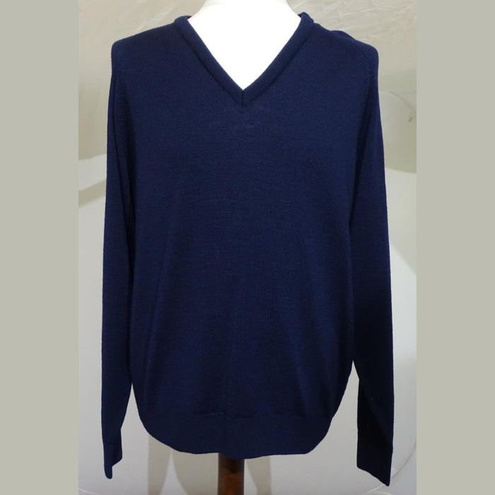 Navy Blue Gifford Fox Wool & Polyamide Pullover Jumper Security
