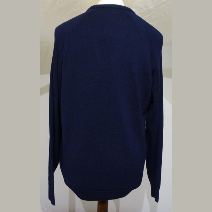 Navy Blue Gifford Fox Wool & Polyamide Pullover Jumper Security