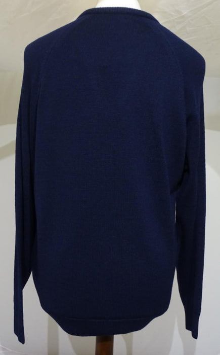 New Navy Blue Gifford Fox Wool & Polyamide Pullover Jumper Security