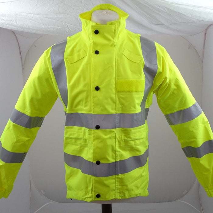 Hi Vis Cycling Jacket Waterproof With Scooped Back & Reflective Tape HVCC01A