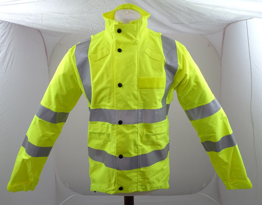 Hi Vis Waterproof Cycling Jacket With Scooped Back & Reflective Tape HVCC01A