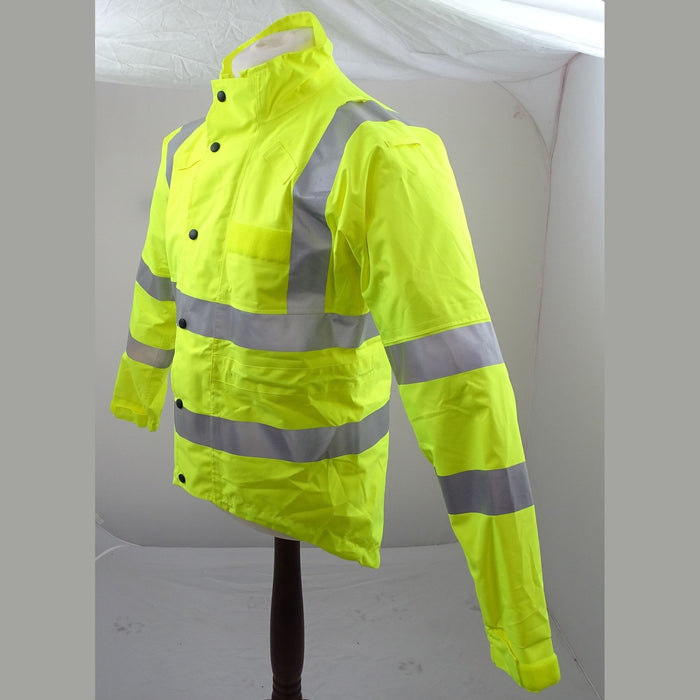 Hi Vis Cycling Jacket Waterproof With Scooped Back & Reflective Tape HVCC01A