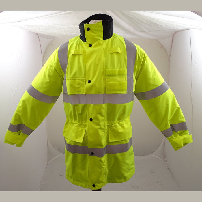 Hi-Vis 3/4 Polyester Waterproof Rain Coat Security Marshal HVPC06AN