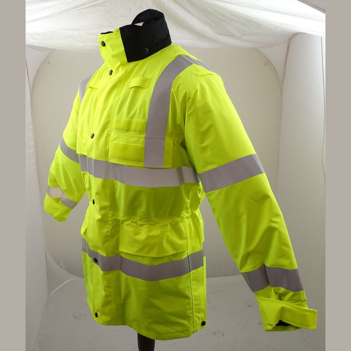 Hi-Vis 3/4 Polyester Waterproof Rain Coat Security Marshal HVPC06AN