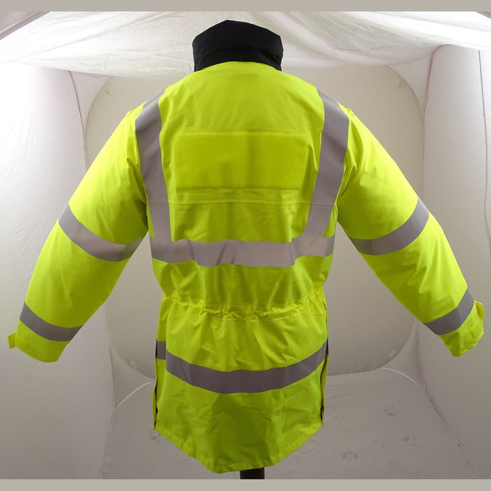 Hi-Vis 3/4 Polyester Waterproof Rain Coat Security Marshal HVPC06AN