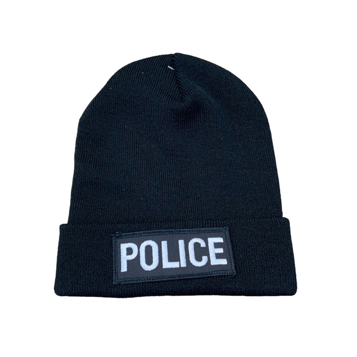 New Police Branded Black Beanie Hat Cap