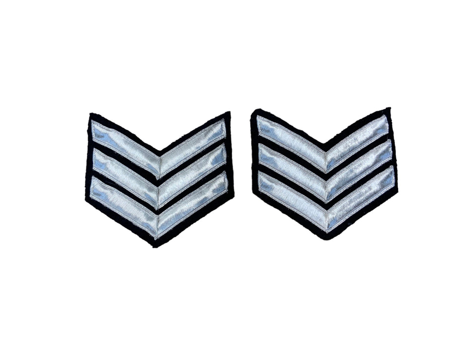 Police Prison Sew On Embroidered Sergeant Stripes Patch Badge Type 3 Small