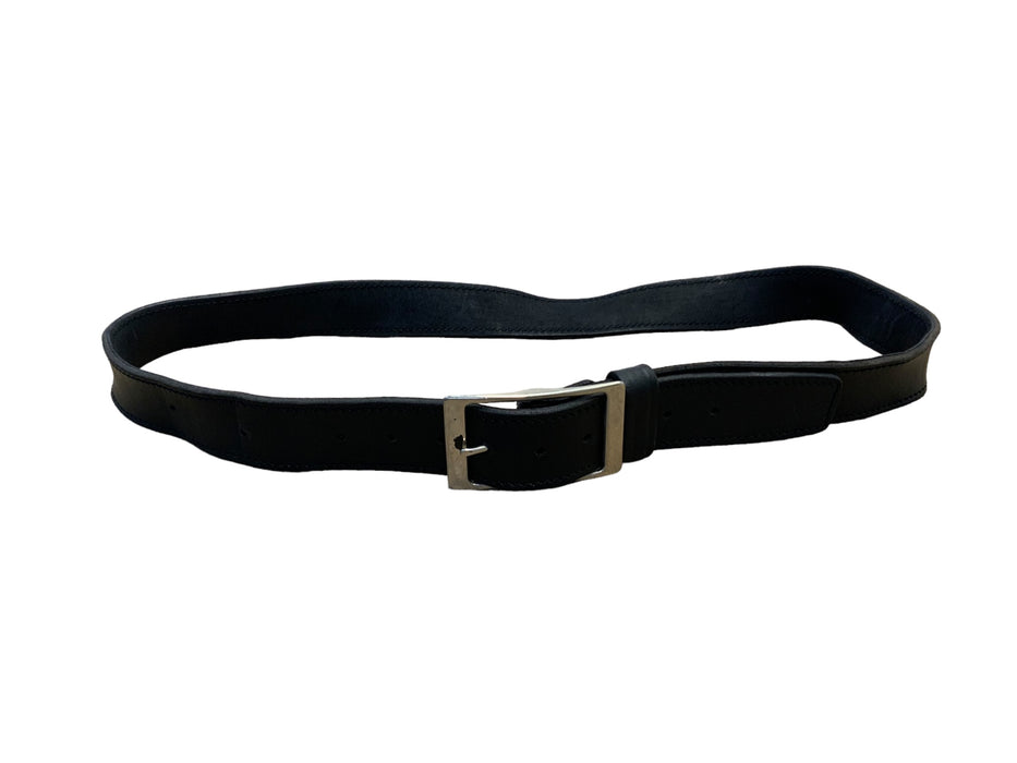 Black 1.5" Heavy Duty Leather Belt Silver Buckle Grade B