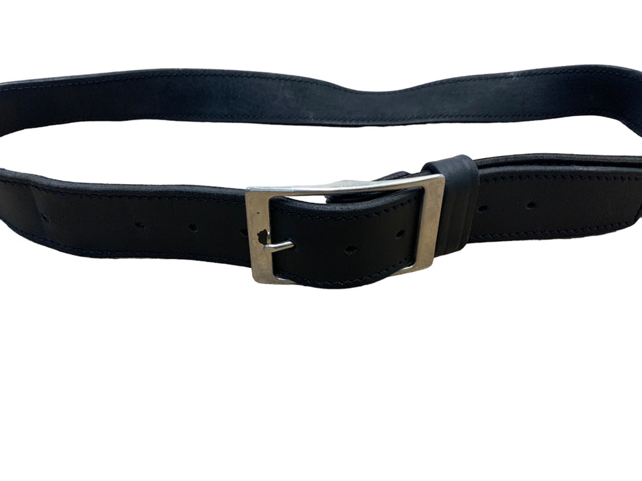 Black 1.5" Heavy Duty Leather Belt Silver Buckle Grade B