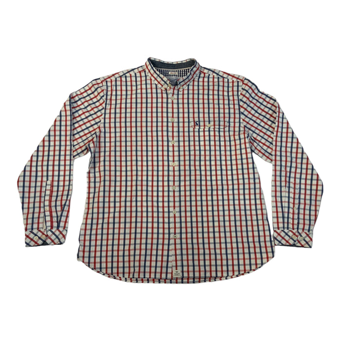 Joules Red, Blue & White Check Long Sleeve Shirt - Male 2XLarge Slim Fit