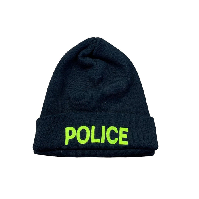 Police Branded Black Beanie Hat Cap Style 3