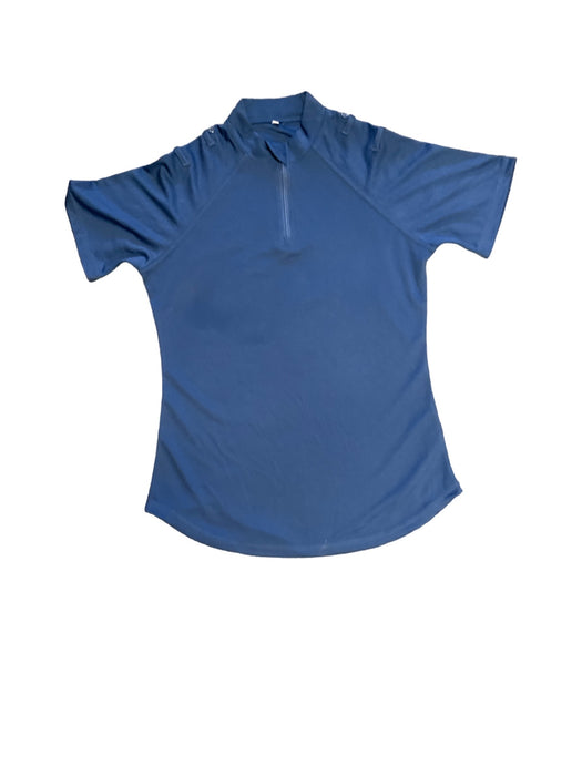 Female Blue Breathable Short Sleeve Wicking Shirt With Epaulettes Loops Security