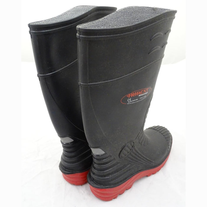 Black Trident Advantage Ribbed Ankle Steel Toe Cap Wellington Boots Wellies
