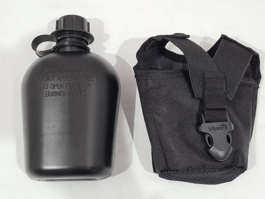 Viper Plastic 1 Litre Water Bottle Canteen With Molle Vest Holder Camping Hiking